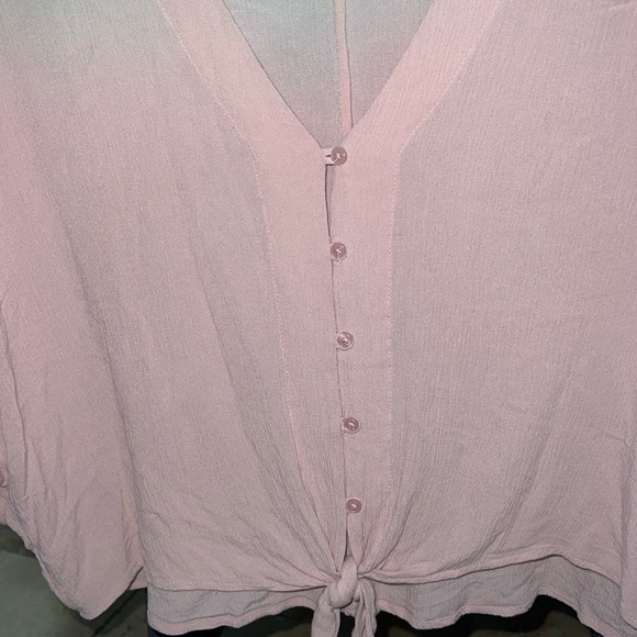 Express pink oversized rayon blouse with functional buttons; size XS - Picture 4 of 5
